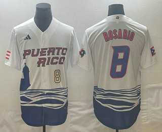 Mens Puerto Rico Baseball #8 Eddie Rosario Number 2023 White World Classic Stitched Jersey->2023 world baseball classic->MLB Jersey